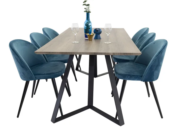 Marina Matgrupp 180 cm Rektangulär med 6 Velvet stolar, undefined
