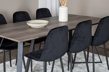 Marina Matgrupp 180 cm Rektangulär med 6 Polar stolar - Svart - Möbler - Bord & matgrupper - Matgrupper