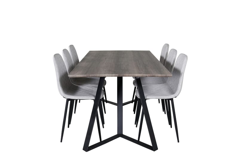 Marina Matgrupp 180 cm Rektangulär med 6 Polar stolar, Svart