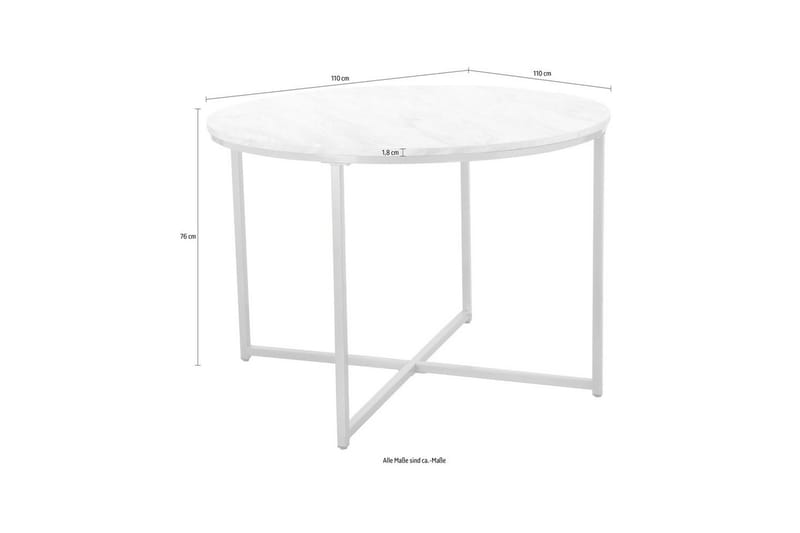 Maro Runt Matbord 110 cm i Trä med Metallunderrede - Vit|Gul - Möbler - Bord & matgrupper - Matbord & köksbord