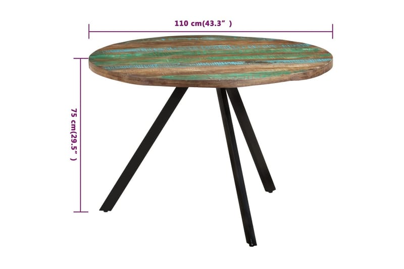 Matbord 110x75 cm massivt återvunnet trä - Flerfärgsdesign - Möbler - Bord & matgrupper - Matbord & köksbord