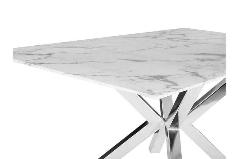 Matbord 160 x 90 cm marmor effekt/silver SABROSA - Grå - Matbord & köksbord