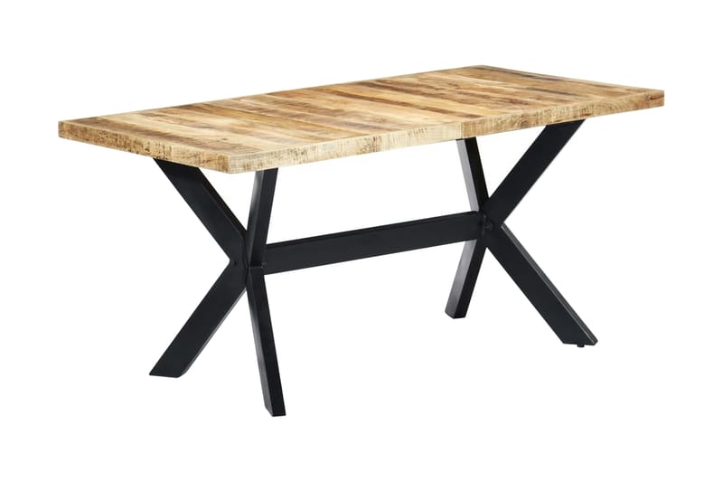 Matbord 160x80x75 cm massivt grovt mangoträ - Brun - Matbord & köksbord