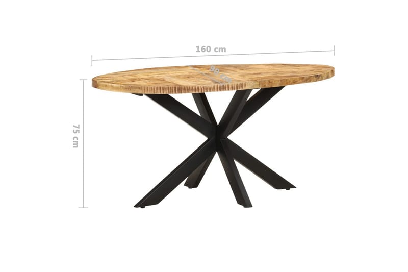 Matbord 160x90x75 cm grovt mangoträ - Brun - Matbord & köksbord
