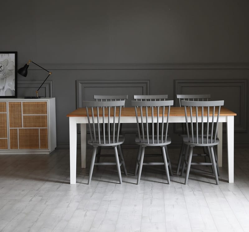 Matbord 180 cm - vit / oljad ek - Vit / Oljad Ek - Möbler - Bord & matgrupper - Matbord & köksbord