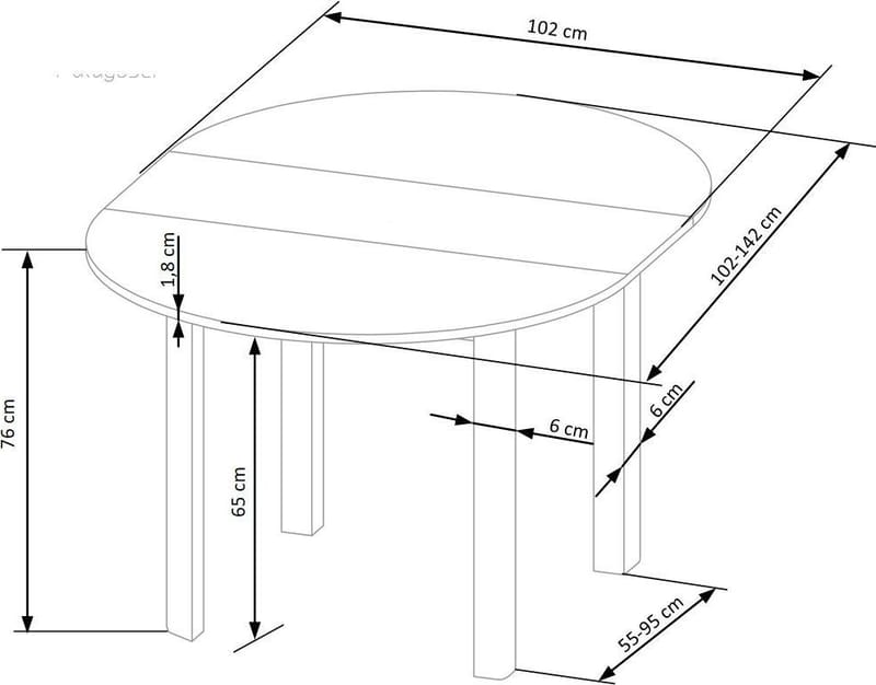 Matbord Berivan Runt Förlängningsbart Ø102 cm (102–142 cm) - Craft ek/vit - Möbler - Bord & matgrupper - Matbord & köksbord