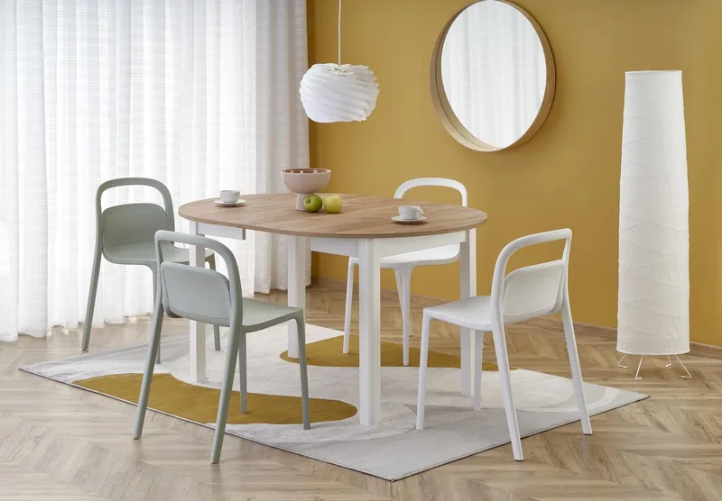 Matbord Berivan Runt Förlängningsbart Ø102 cm (102–142 cm) - Craft ek/vit - Möbler - Bord & matgrupper - Matbord & köksbord