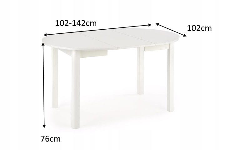 Matbord Berivan Runt Förlängningsbart 102–142 cm - Vit - Möbler - Bord & matgrupper - Matbord & köksbord