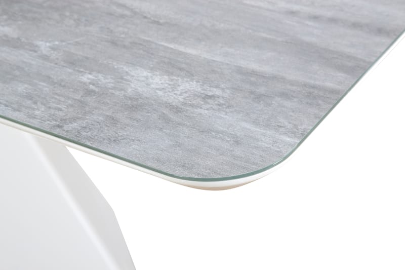 Aix Förlängningsbart Matbord 160 cm Glas - Vit - Matbord & köksbord