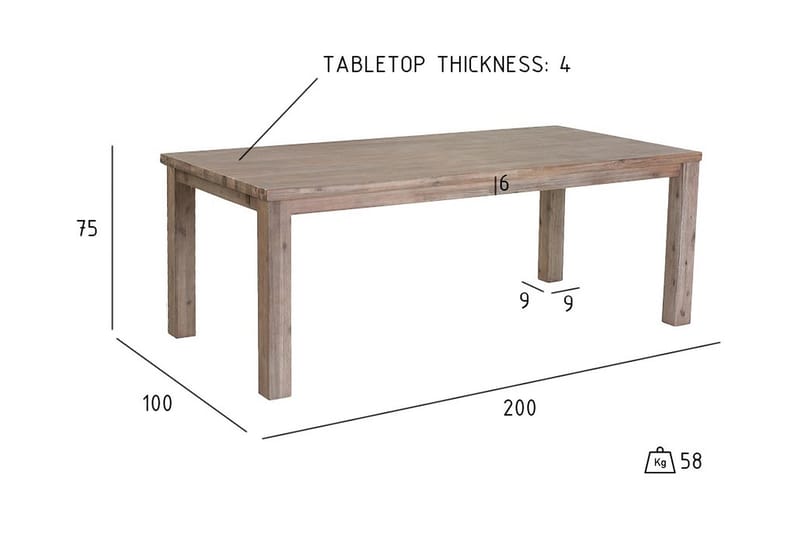 Alaska Förlängningsbart Matbord 200 cm - Brun - Matbord & köksbord