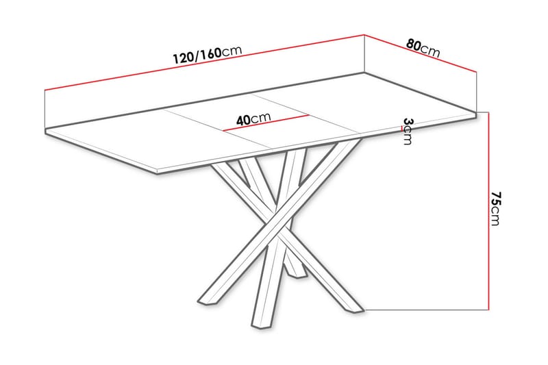 Aldbrough Förlängningsbart Matbord 160 cm - Svart - Matbord & köksbord