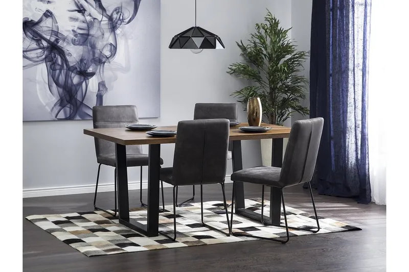 Austin Rektangulärt Matbord 160 cm i Trä med Valnöts- och Metallutseende, Brun