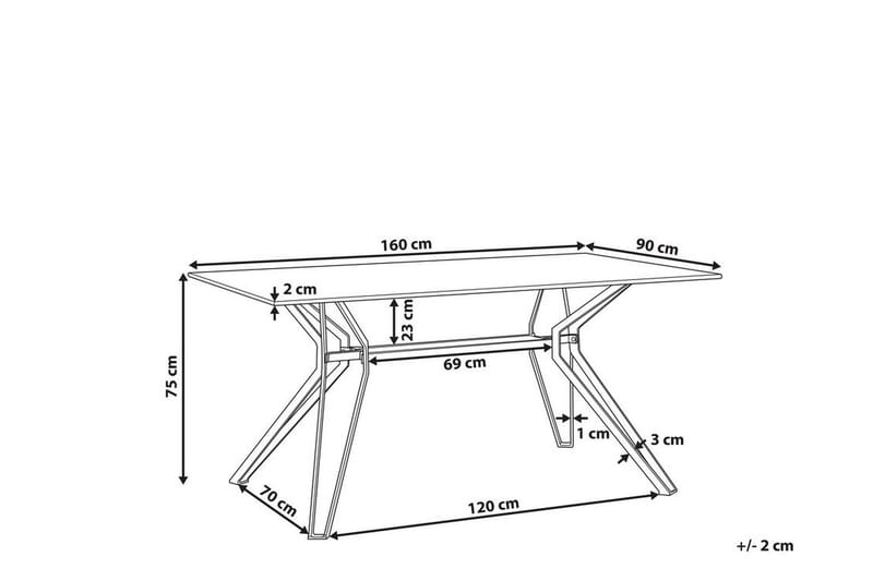 Ballina Matbord 160 cm - Vit/Svart - Matbord & köksbord