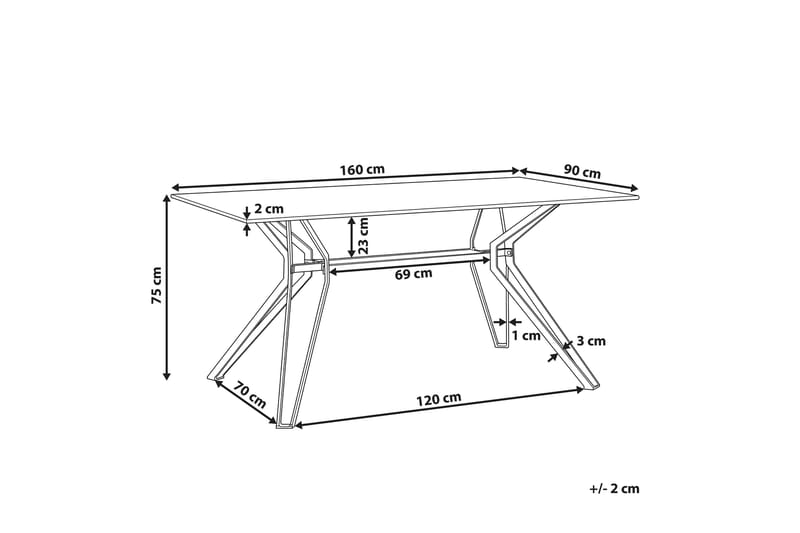 Ballina Matbord 160 cm - Vit/Svart - Matbord & köksbord