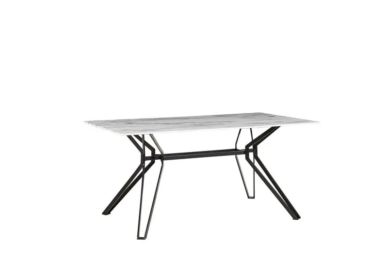 Ballina Rektangulärt Matbord 160 cm i Metall med Marmorutseende, Vit