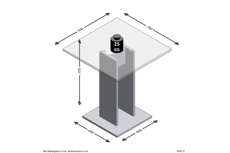 Bandol Matbord 70 cm - Vit/Betong - Matbord & köksbord
