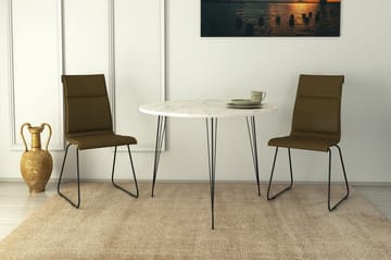 Bonnick Litet Runt Bord 90 cm med Ek- och Marmorutseende - Svart/Vit - Möbler - Bord & matgrupper - Matbord & köksbord