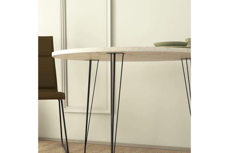 Bonnick Litet Runt Bord 90 cm med Ek- och Marmorutseende - Svart/Vit - Möbler - Bord & matgrupper - Matbord & köksbord