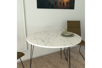 Bonnick Litet Runt Bord 90 cm med Ek- och Marmorutseende - Svart/Vit - Möbler - Bord & matgrupper - Matbord & köksbord