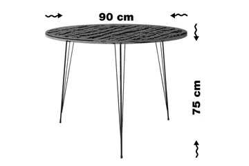 Bonnick Litet Runt Bord 90 cm med Trä- och Ekutseende - Brun/Svart - Möbler - Bord & matgrupper - Matbord & köksbord