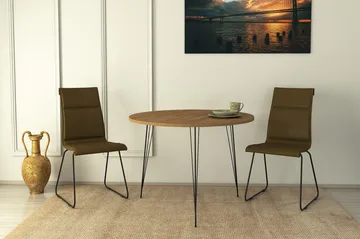 Bonnick Litet Runt Bord 90 cm med Trä- och Ekutseende - Brun/Svart - Möbler - Bord & matgrupper - Matbord & köksbord