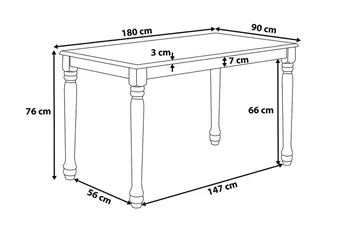 Cary Matbord 180 cm - Vit - Möbler - Bord & matgrupper - Matbord & köksbord