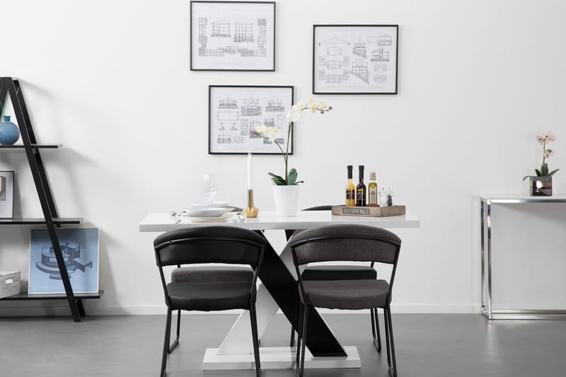 Cesi Rektangulärt Matbord 140 cm i Målat Trä - Vit / Svart - Möbler - Bord & matgrupper - Matbord & köksbord