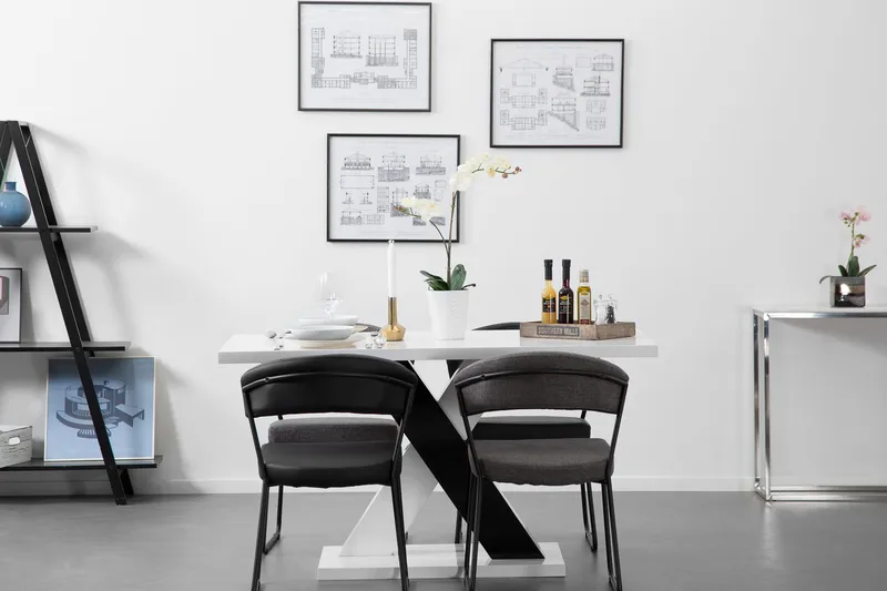 Cesi Rektangulärt Matbord 140 cm i Målat Trä - Vit|Svart - Möbler - Bord & matgrupper - Matbord & köksbord