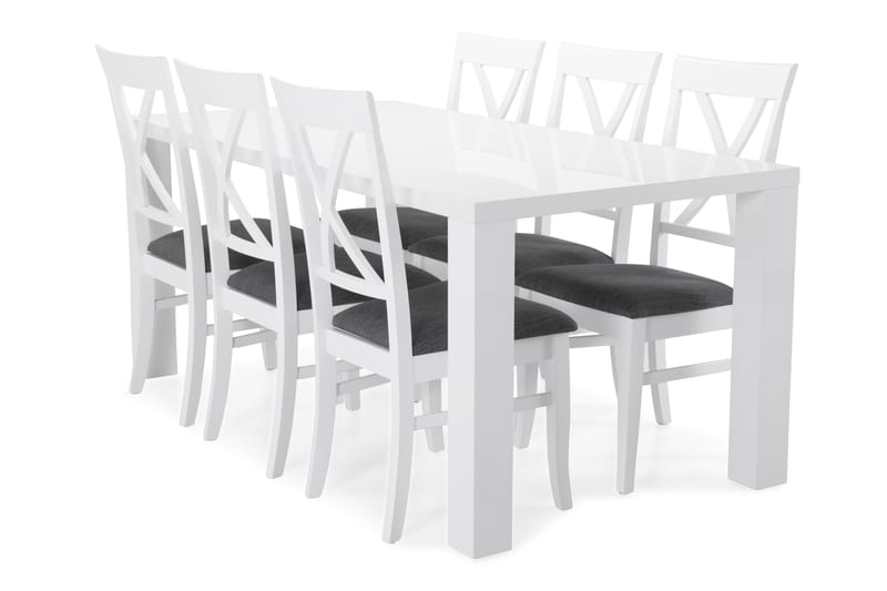 Cibus Matgrupp 180 cm med 6 Hartford stolar - Vit/Svart - Matbord & köksbord
