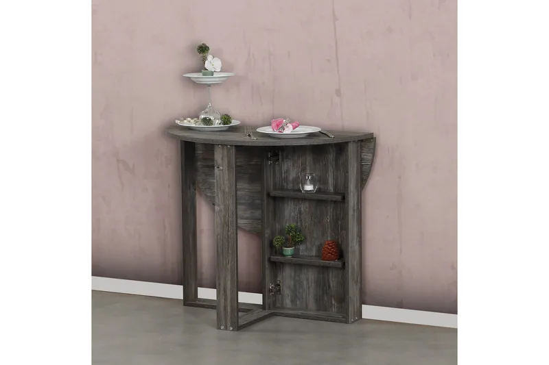 Comfortale Matbord Runt Hopfällbart - Grå Trä - Möbler - Bord & matgrupper - Matbord & köksbord