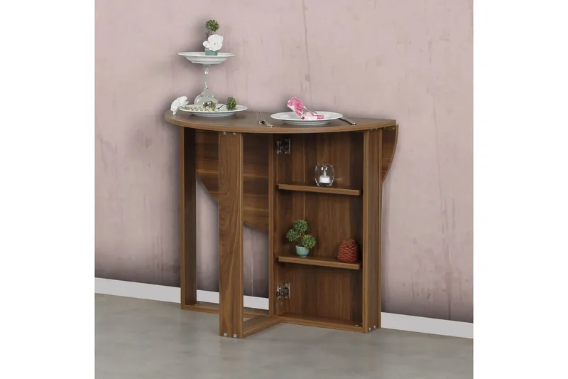 Comfortale Matbord Runt Hopfällbart - Valnöt - Möbler - Bord & matgrupper - Matbord & köksbord