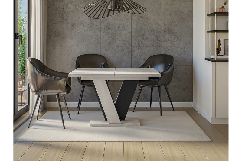 Denogal Utdragbart Rektangulärt Matbord 120 cm med Betongutseende - Ljusgrå - Möbler - Bord & matgrupper - Matbord & köksbord