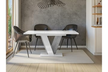 Denogal Utdragbart Rektangulärt Matbord 120 cm med Betongutseende - Vit - Möbler - Bord & matgrupper - Matbord & köksbord