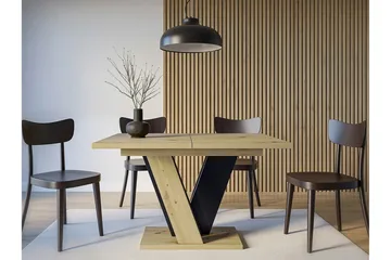 Denogal Utdragbart Rektangulärt Matbord 120 cm med Trä- och Ekutseende - Svart - Möbler - Bord & matgrupper - Matbord & köksbord