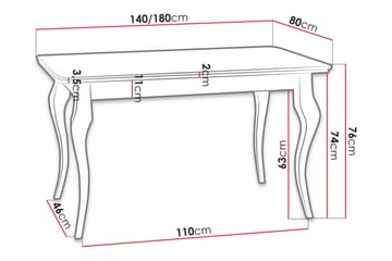 Ersholn Utdragbart Rektangulärt Matbord 140  –180 cm i Massivt Trä - Vit - Möbler - Bord & matgrupper - Matbord & köksbord