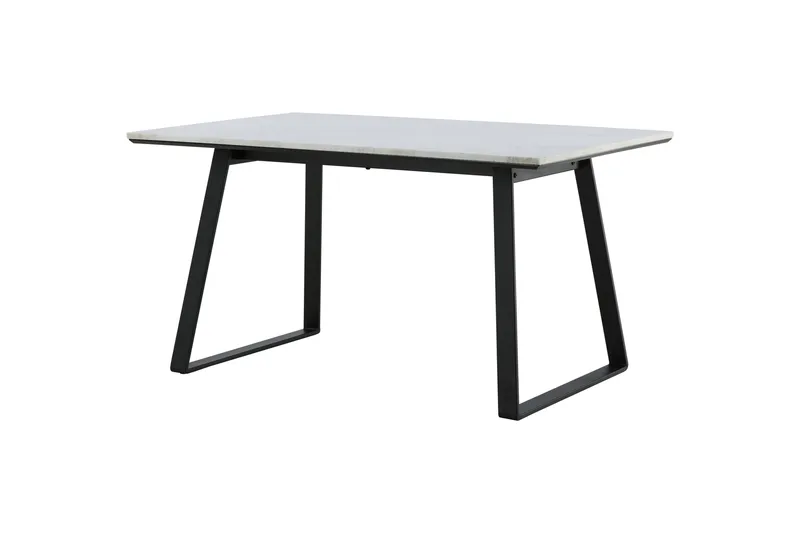 Estelle Rektangulärt Matbord 140 cm med Marmorskiva och Metallutseende, Vit