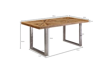 Gulshan Rektangulärt Matbord 180 cm i Massivt Trä med Ek- och Metallutseende - Brun|Silver - Möbler - Bord & matgrupper - Matbord & köksbord