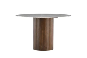 Härön Runt Matbord 120 cm i Glas med Marmorutseende - Brun - Möbler - Bord & matgrupper - Matbord & köksbord