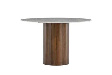 Härön Runt Matbord 120 cm i Glas med Marmorutseende - Brun - Möbler - Bord & matgrupper - Matbord & köksbord