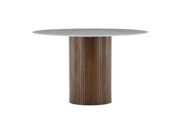 Härön Runt Matbord 120 cm i Glas med Marmorutseende - Brun - Möbler - Bord & matgrupper - Matbord & köksbord
