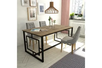 Hejde Rektangulärt Matbord 160 cm med Valnöts- och Metallutseende - Brun|Svart - Möbler - Bord & matgrupper - Matbord & köksbord