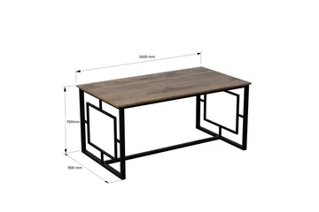 Hejde Rektangulärt Matbord 160 cm med Valnöts- och Metallutseende - Brun|Svart - Möbler - Bord & matgrupper - Matbord & köksbord