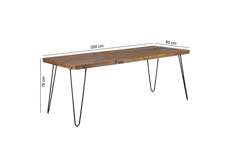 Hookway Rektangulärt Matbord 200 cm i Trä med Metallben - Brun - Möbler - Bord & matgrupper - Matbord & köksbord