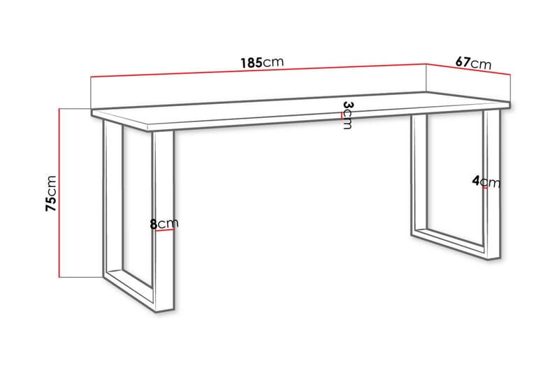 Imper Matbord 185 cm - svart/ek - Matbord & köksbord