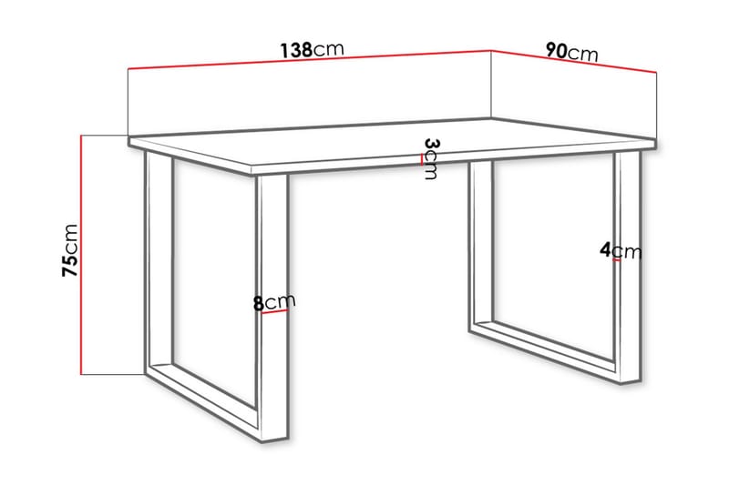 Imper Rektangulärt Matbord 138 cm med Valnöts- och Metallutseende - Svart|Brun - Möbler - Bord & matgrupper - Matbord & köksbord