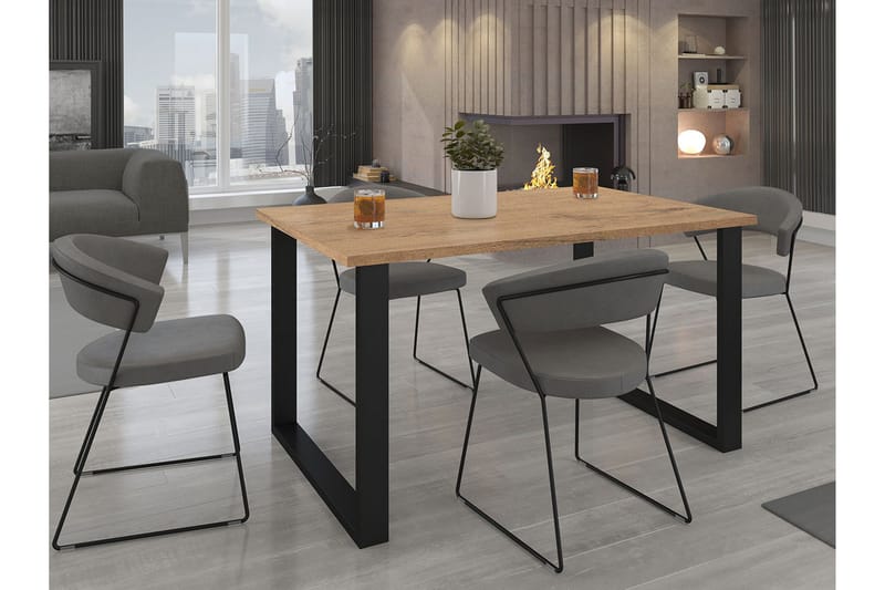 Imper Rektangulärt Matbord 138 cm med Valnöts- och Metallutseende - Svart|Brun - Möbler - Bord & matgrupper - Matbord & köksbord