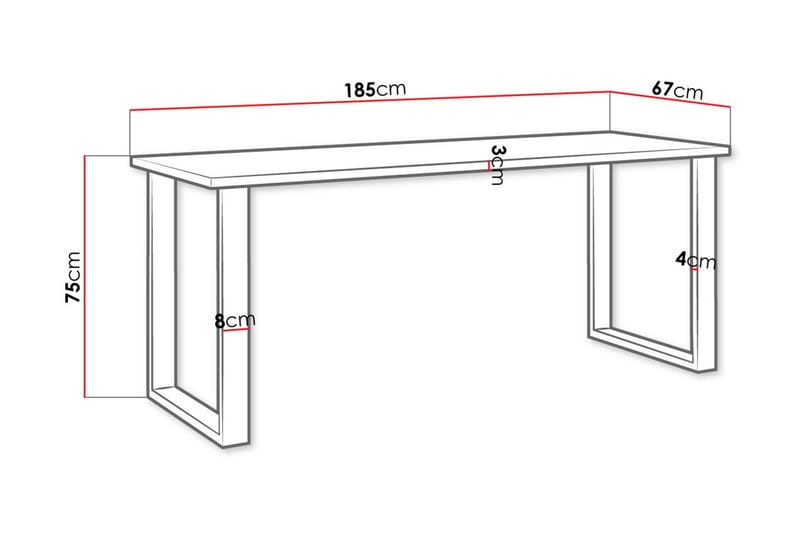 Imper Rektangulärt Matbord 185 cm med Teak- och Metallutseende - Svart|Brun - Möbler - Bord & matgrupper - Matbord & köksbord