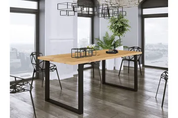 Imper Rektangulärt Matbord 185 cm med Teak- och Metallutseende - Svart|Brun - Möbler - Bord & matgrupper - Matbord & köksbord
