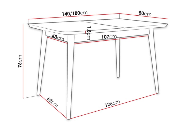 Ingram Utdragbart Rektangulärt Matbord 140 cm i Trä med Målat Trä-utseende - Svart - Möbler - Bord & matgrupper - Matbord & köksbord