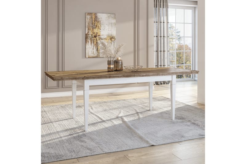 Ivreri Förlängningsbart Matbord 160 cm - Vit/Natur - Matbord & köksbord
